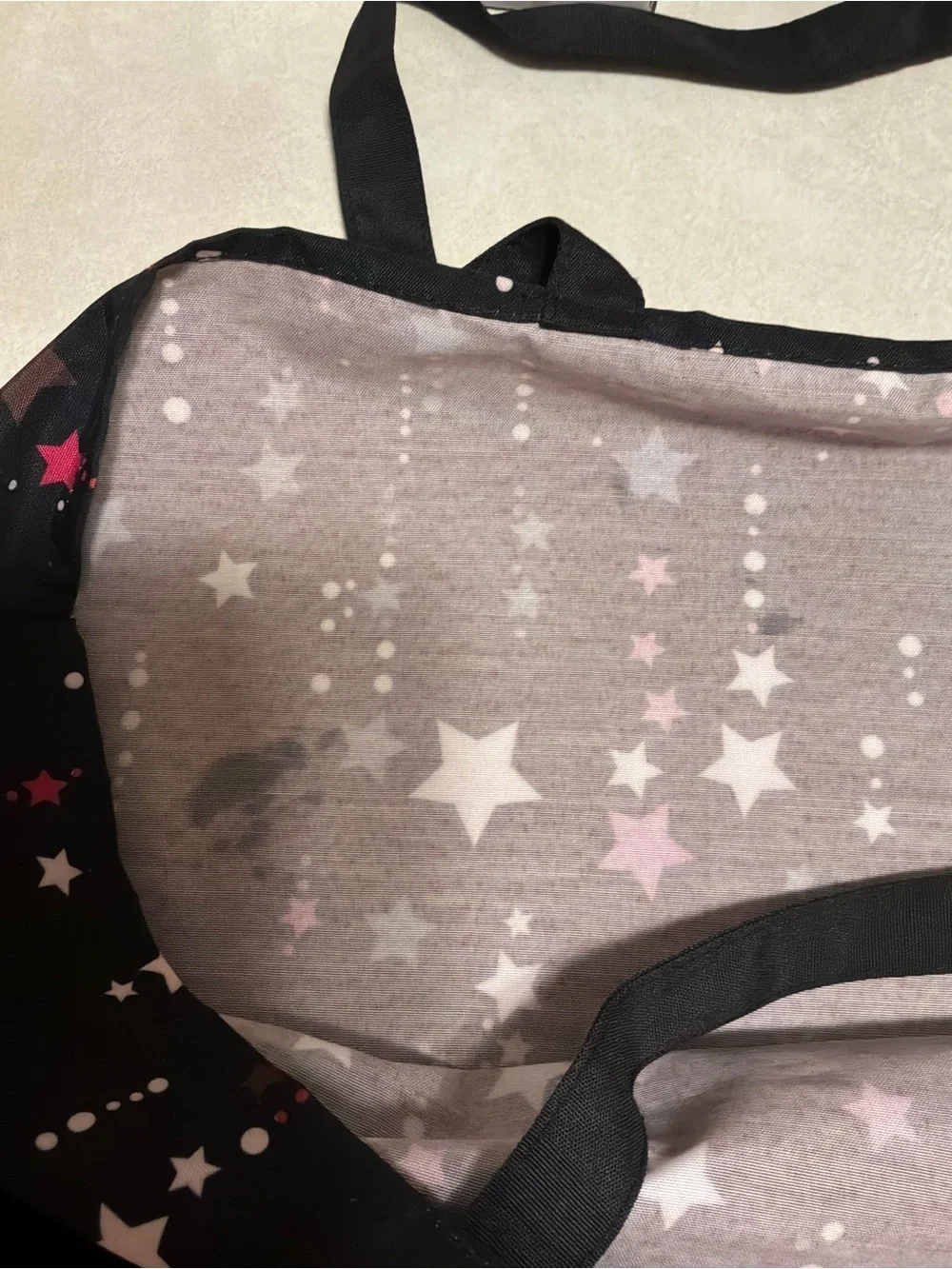 kate spade Black Tote with Pink and White Star Print